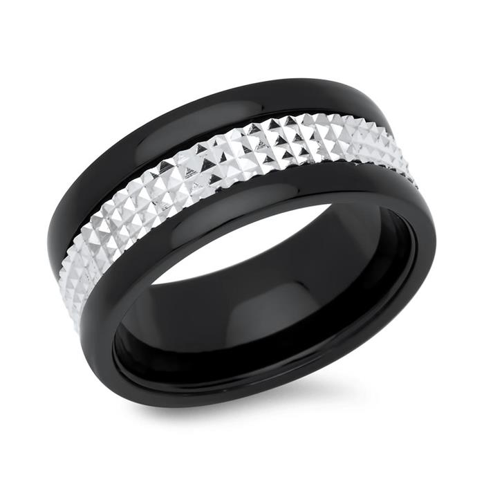 Modern blackened stainless steel ring