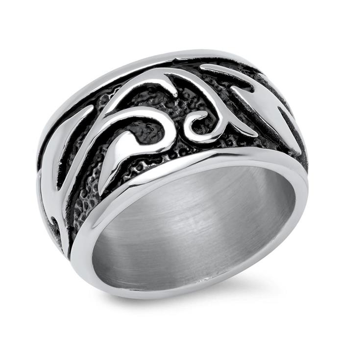 Exclusivo anillo de acero inoxidable con tribal
