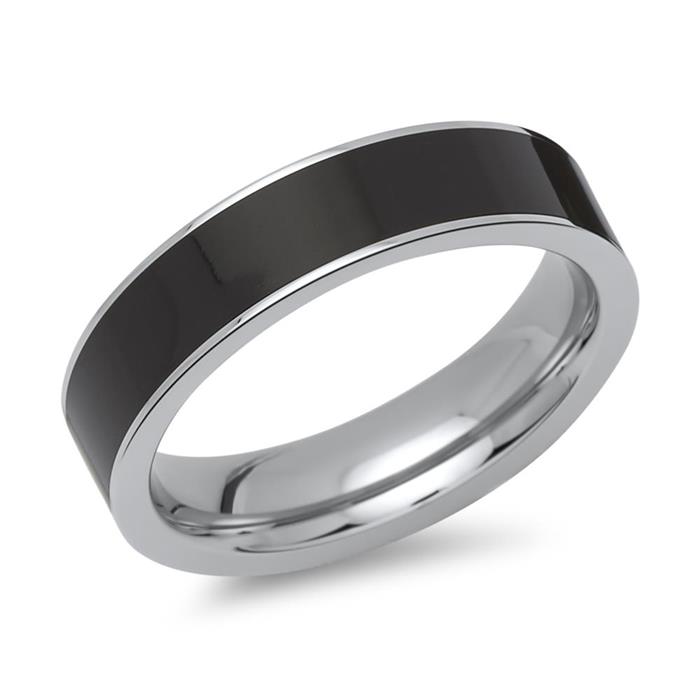 Stainless steel ring 5mm wide black enamel