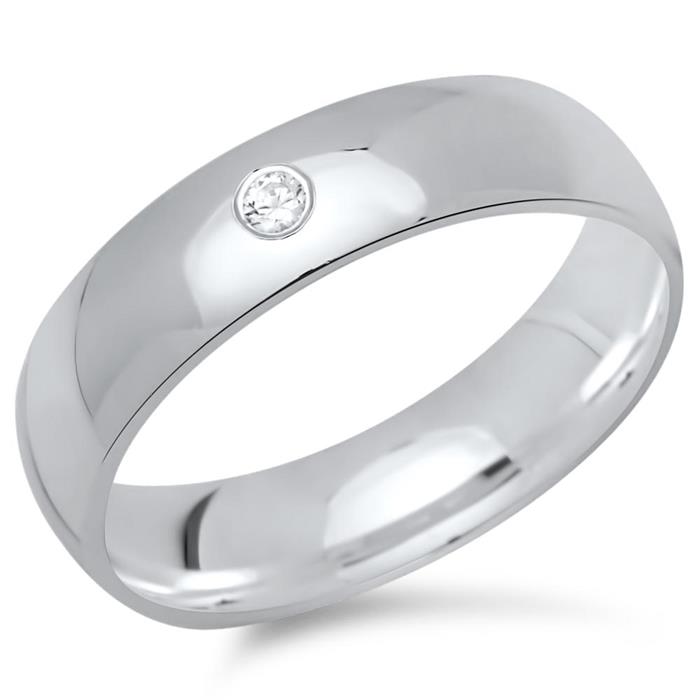 Contemporary ring sterling silver with zirconia 5mm