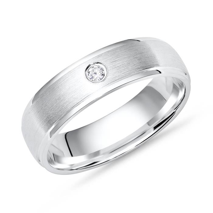 Schlichter Ring 925 Silber Zirkonia matt 5mm