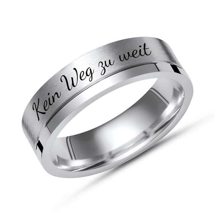 Ring partly polished sterling silver incl. laser engraving