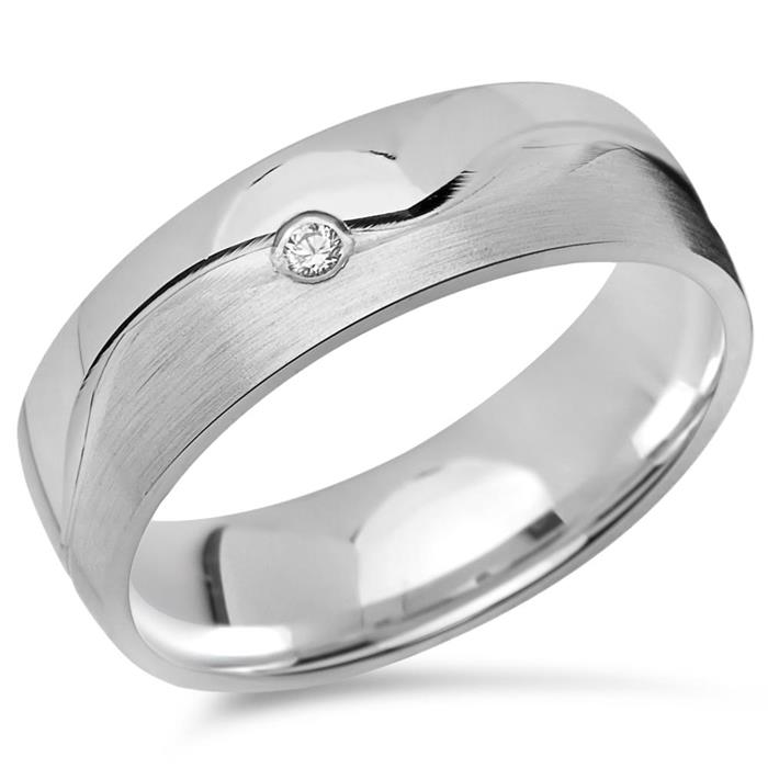 Wedding rings sterling silver: Partner rings zirconia