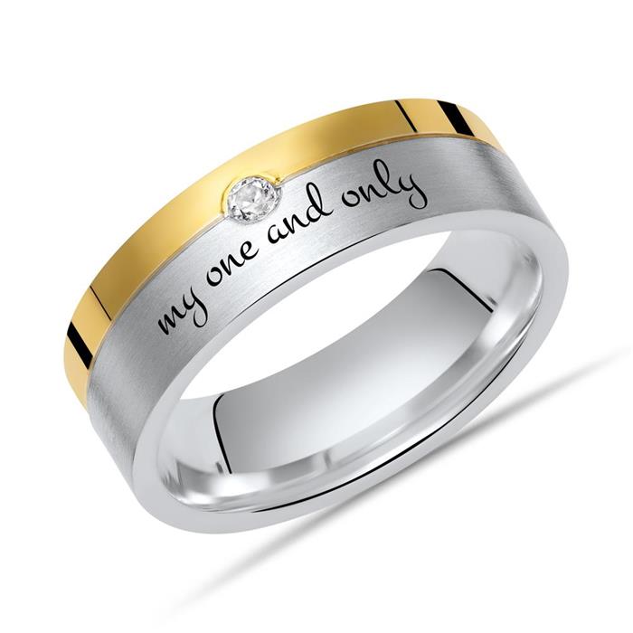Wedding rings silver incl lasergavur zirconia