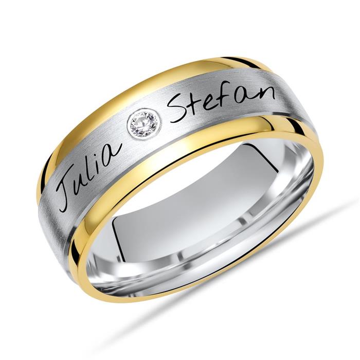 Wedding rings silver sterling incl. lasergavur zirconia