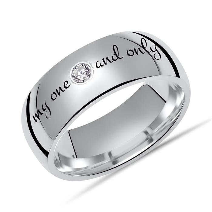 Sterling silverring zirconia incl. laser engraving