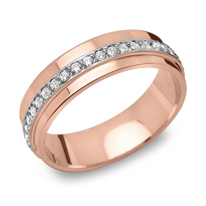 Sterling vivo silver ring rose gold plated 40 zirconia