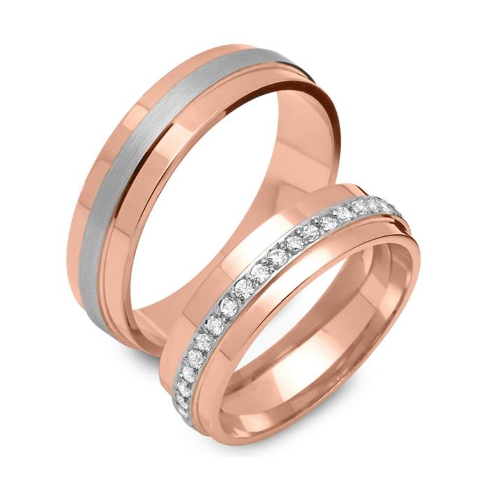 Sterling vivo silver wedding rings rose gold plated 6mm wide