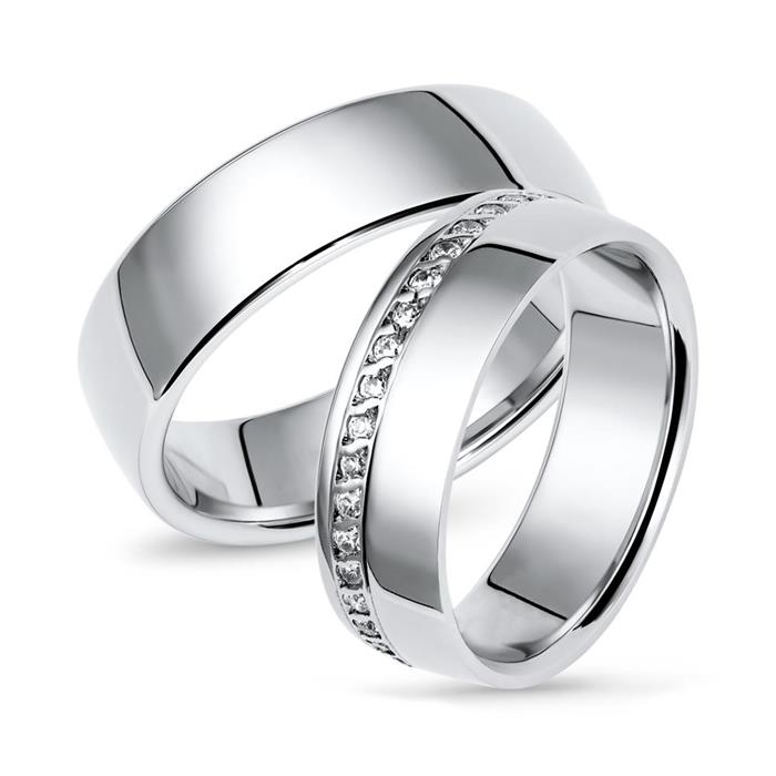 Polished vivo sterling silver wedding rings