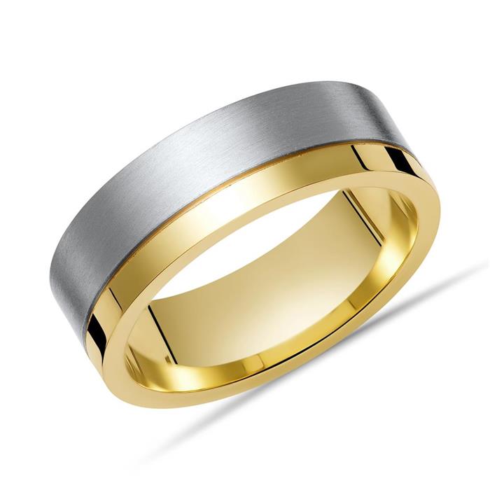 Solid Vivo Bicolor Sterling Silver Mens Ring