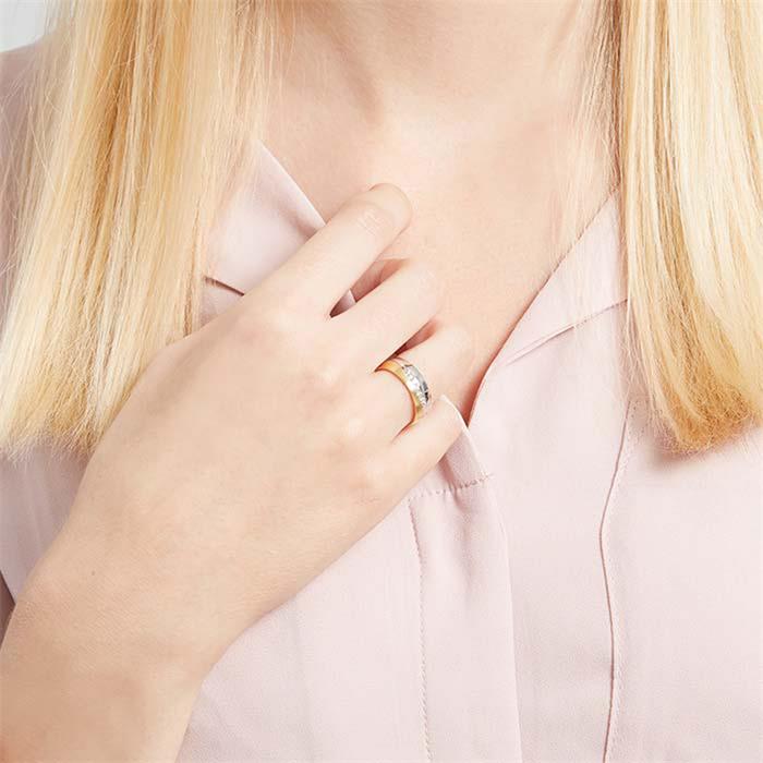 Vivo anillo de plata bicolor para mujer con circonita