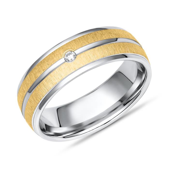 Bicolor sterling vivo wedding rings silver with zirconia