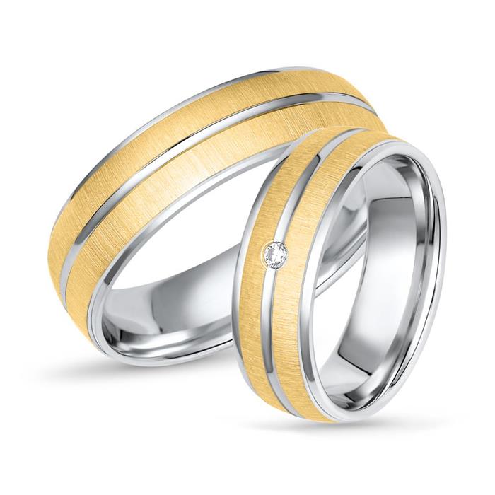 Bicolor sterling vivo wedding rings silver with zirconia