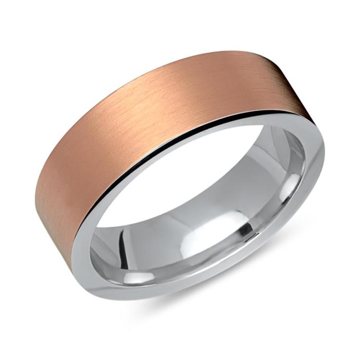 Massiver 925 Silber Ring mattiert rosévergoldet