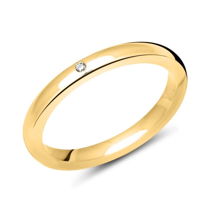 Gold plated sterling silver wedding rings with zirconia