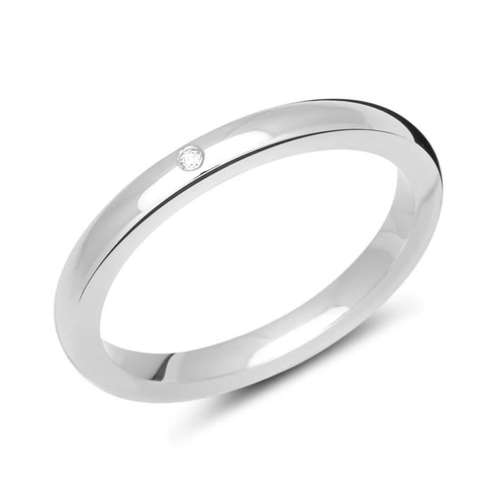 Classic sterling silver wedding rings with stone trim