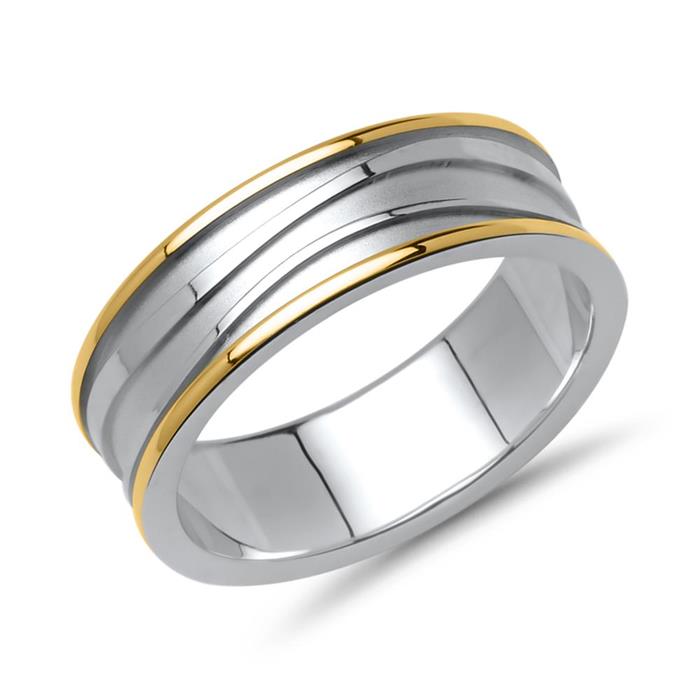 Vivo men's ring sterling silver partly gold-plated