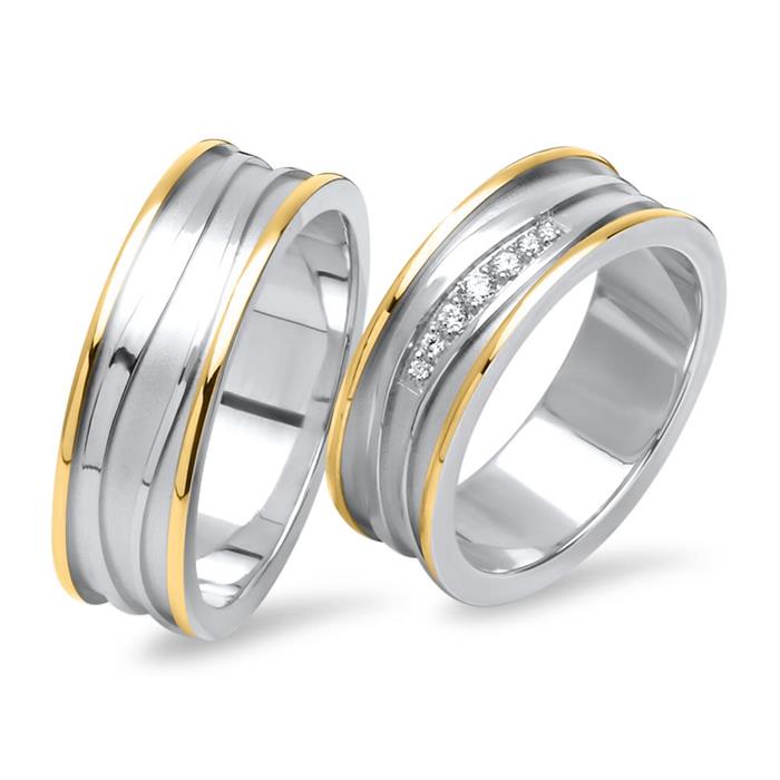 Festive vivo bicolor sterling silver wedding rings