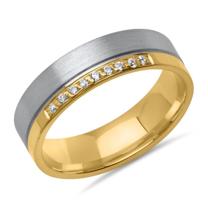 Vivo-ladies ring silver partially gold-plated zirconia