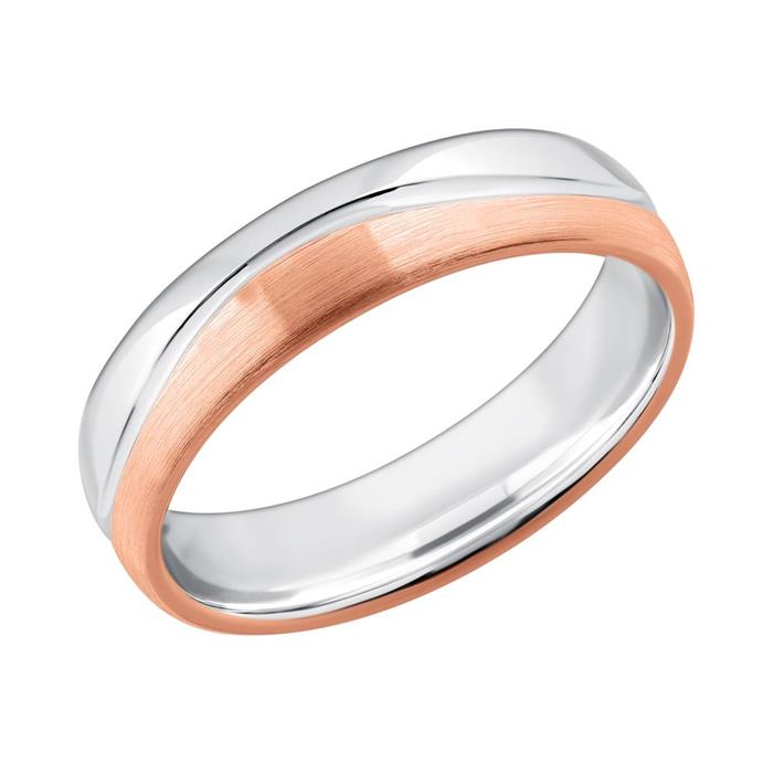 Men's ring bicolor sterling silver pink engravable