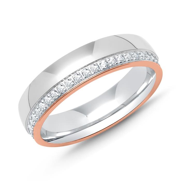 Sterling silver wedding rings in bicolor