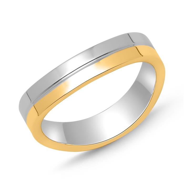 Sterling silver wedding rings partially gold-plated