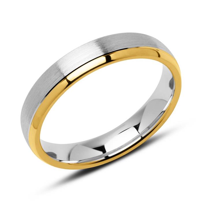 Wedding rings in sterling silver, partly gold-plated