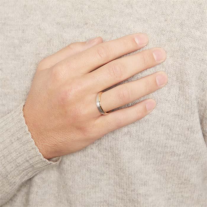 Men's Ring In Partly Gold-Plated Sterling Silver