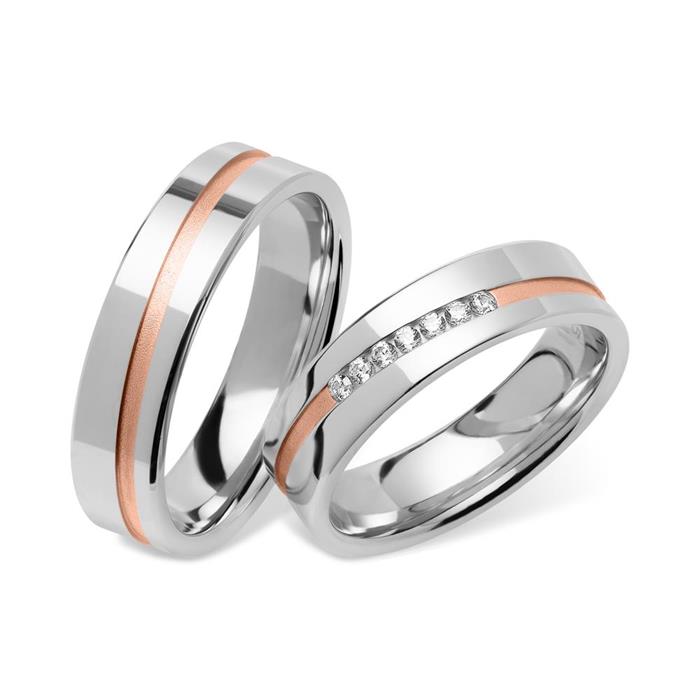 Wedding Rings In Sterling Silver Rose