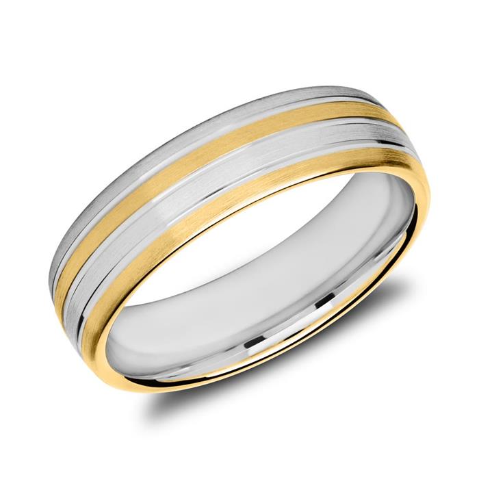 Men's ring made of 925 silver with partial gold plating