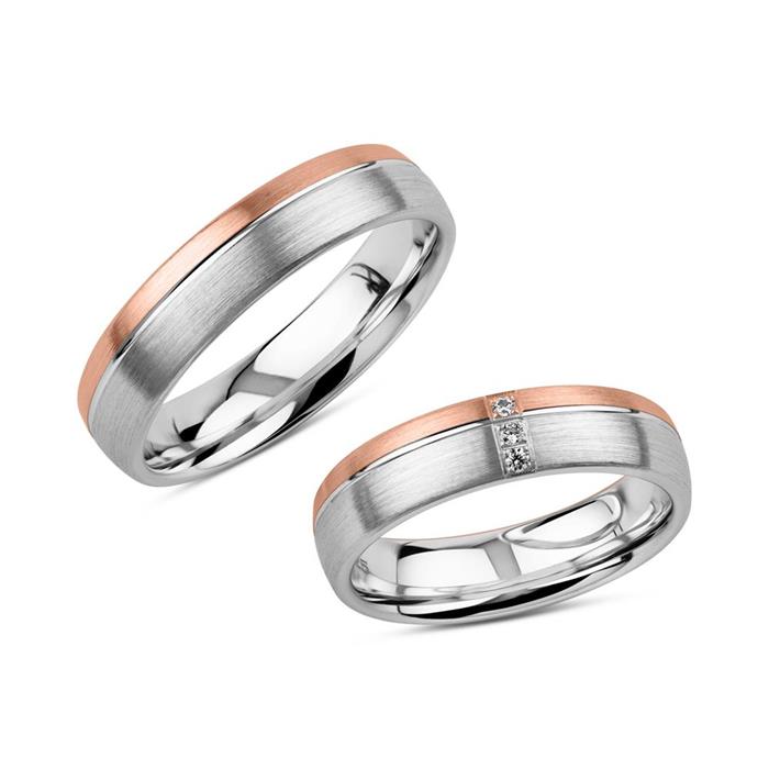 925 sterling silver wedding rings, rosé, engravable
