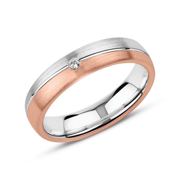 Wedding ring set in sterling silver, rosé, engravable