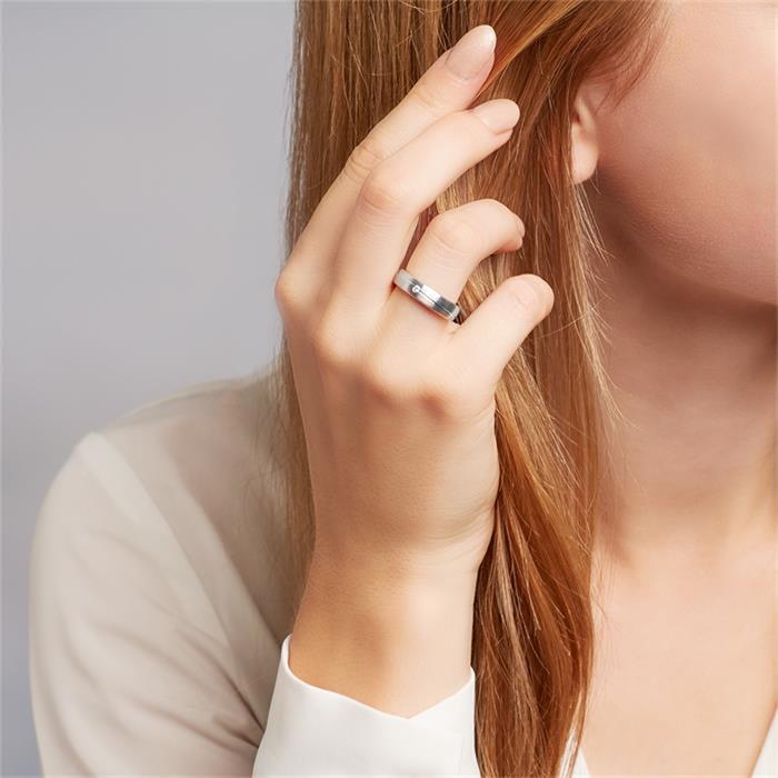 Engravable 925 Silver Ring For Women, Rosé Zirconia