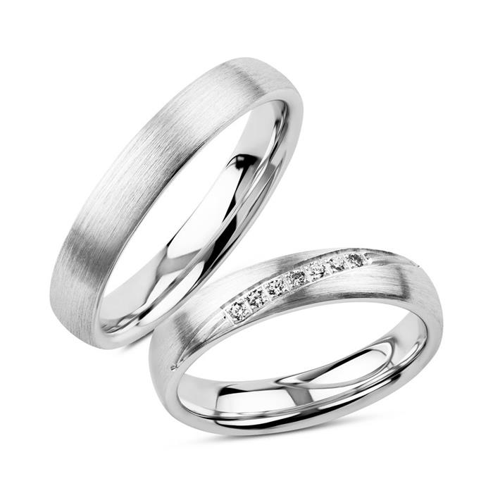 Wedding rings in brushed sterling silver, engravable