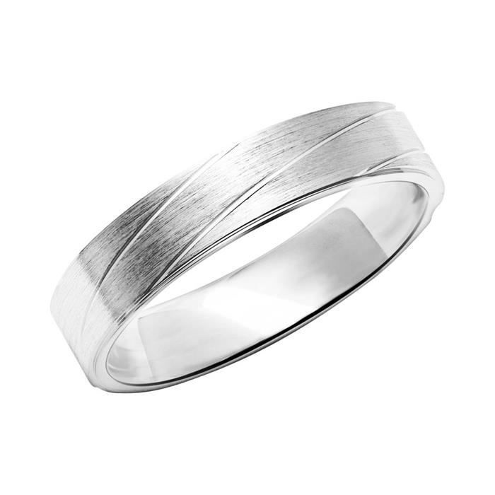 Ring voor mannen in 925 sterling zilver, deels satijnglanzend