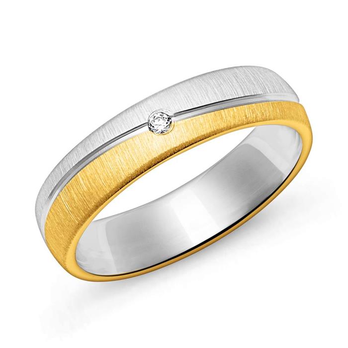 Wedding rings made of partly gold-plated 925 silver, matted