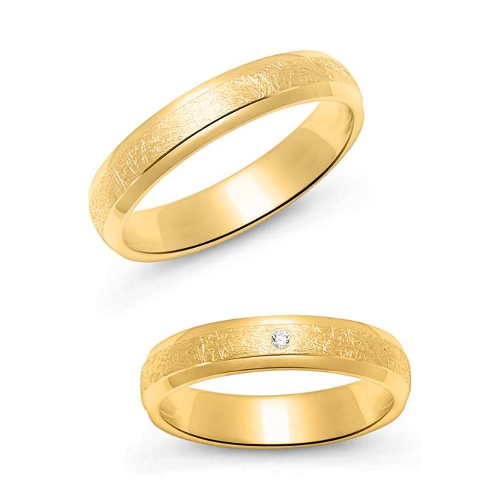 Wedding Ring Set In Gold-Plated Sterling Silver