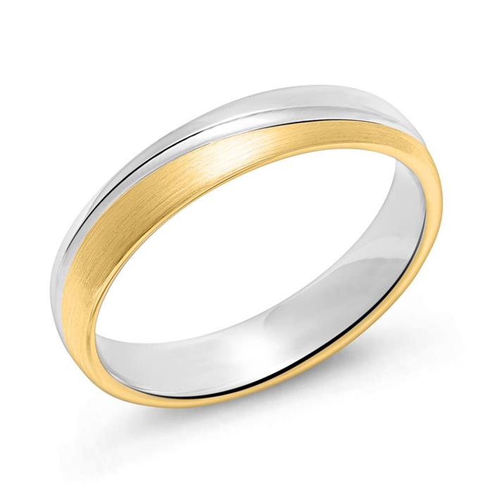 Men&#x27;s ring made of 925 silver, partly gold-plated and matted