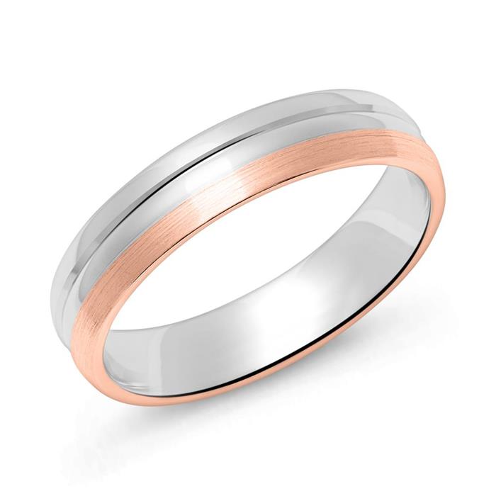 Herenring in 925 sterling zilver, deels roségoud verguld