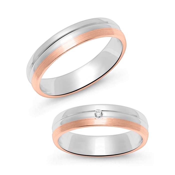 Partner rings in sterling silver, rose gold plated