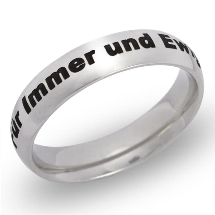 Polished stainless steel ring incl. laser engraving