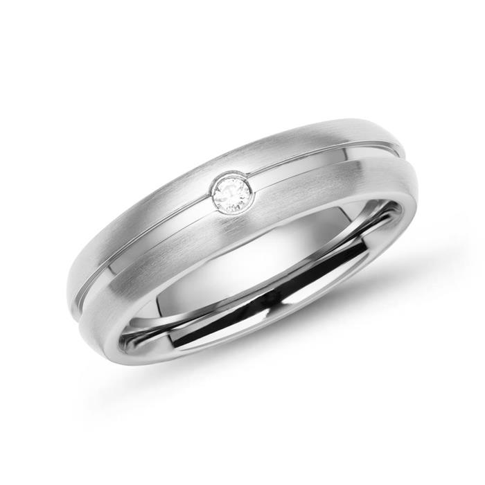 Ring stainless steel plain round 5mm zirconia