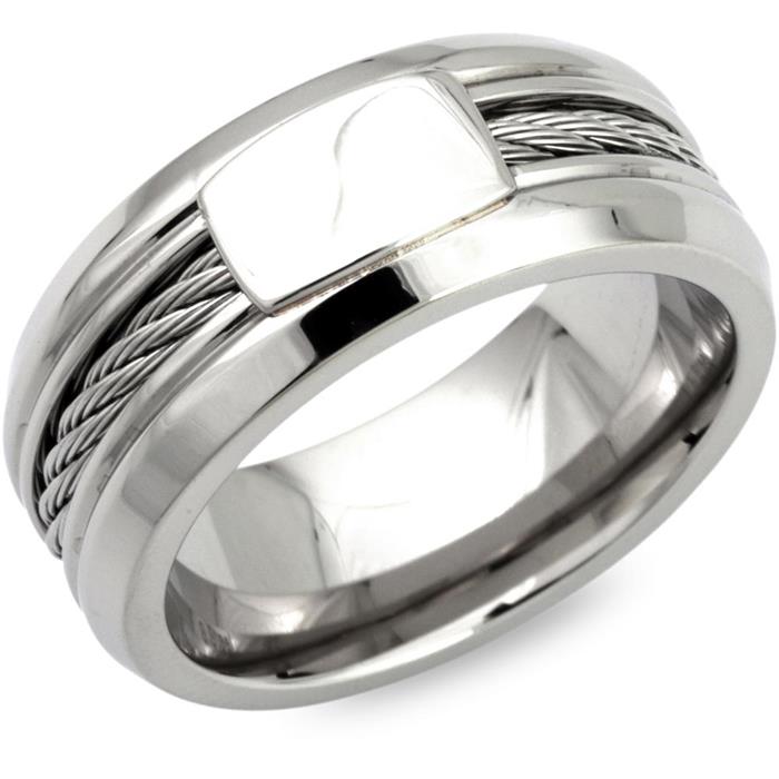 High-quality stainless steel ring with steel cable insert