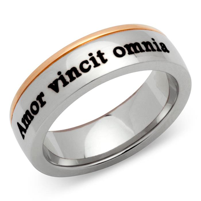 Polished stainless steel wedding rings with laser engraving