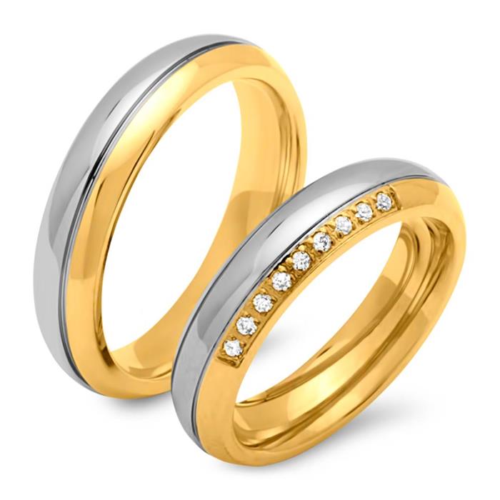 Wedding rings stainless steel 5mm with zirconia