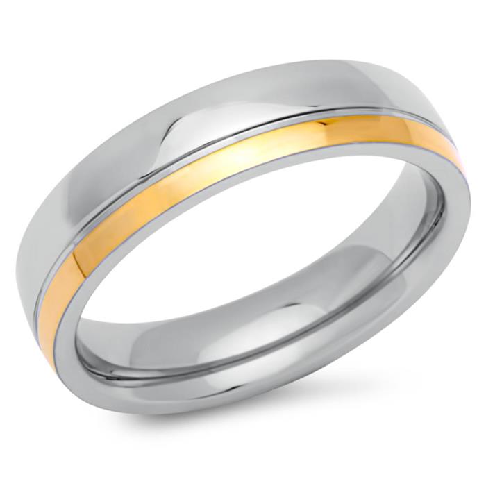 Partially gold-plated stainless steel wedding rings 5mm zirconia