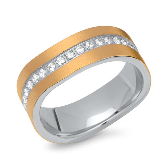 Yellow-gold-plated matt curved wedding rings