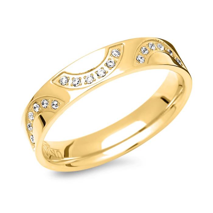 Vergoldeter Edelstahl Ring mit 18 Steinen