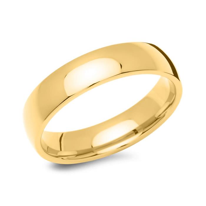 Yellow Gold Plated Stainless Steel Wedding Ring With Stone