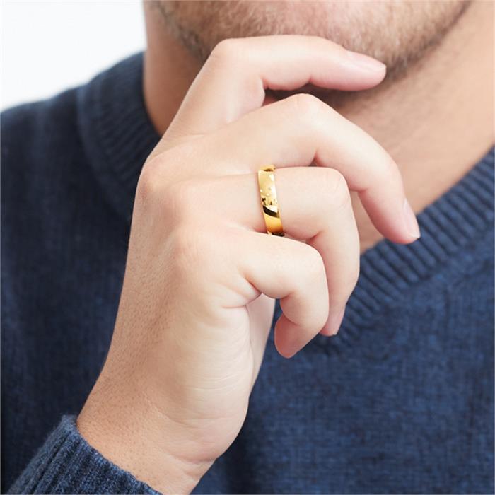 Yellow gold plated stainless steel Men's ring
